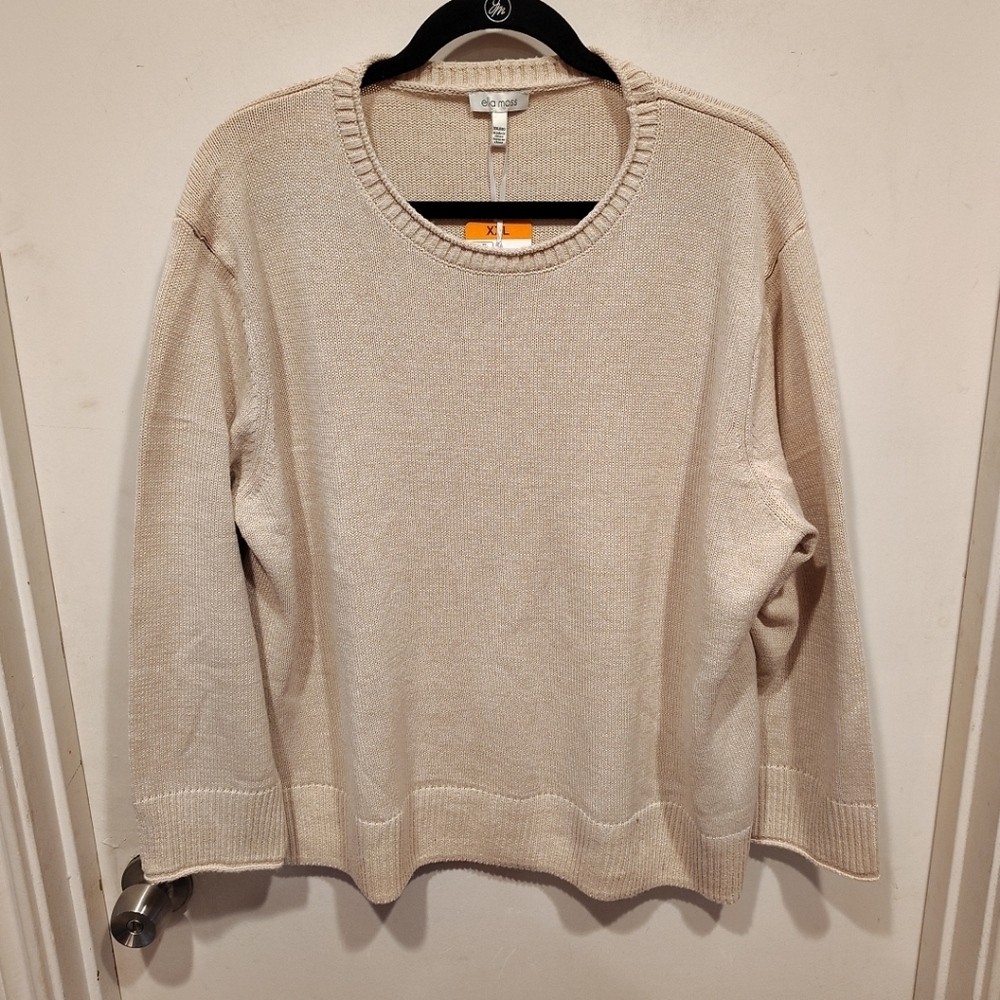 Ella Moss NWT Tan Round Neck Pullover Sweater XXL Minimalist Capsule Wardrobe